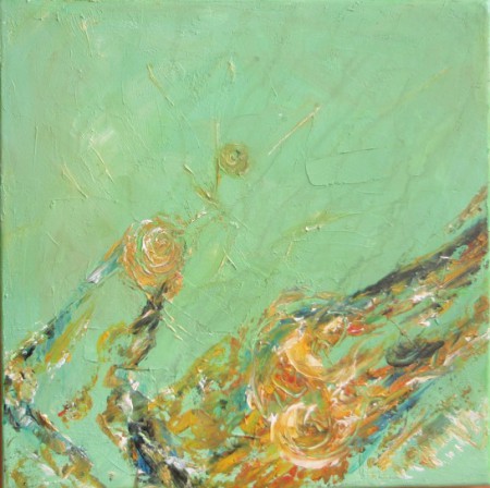 Aqua variácie III, 30x30 cm, akryl